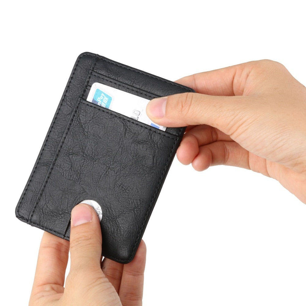 Slim RFID Blocking Leather Wallet Credit ID Card Holder Purse Money Case for Men Women 2020 Fashion Bag 11.5x8x0.5cm