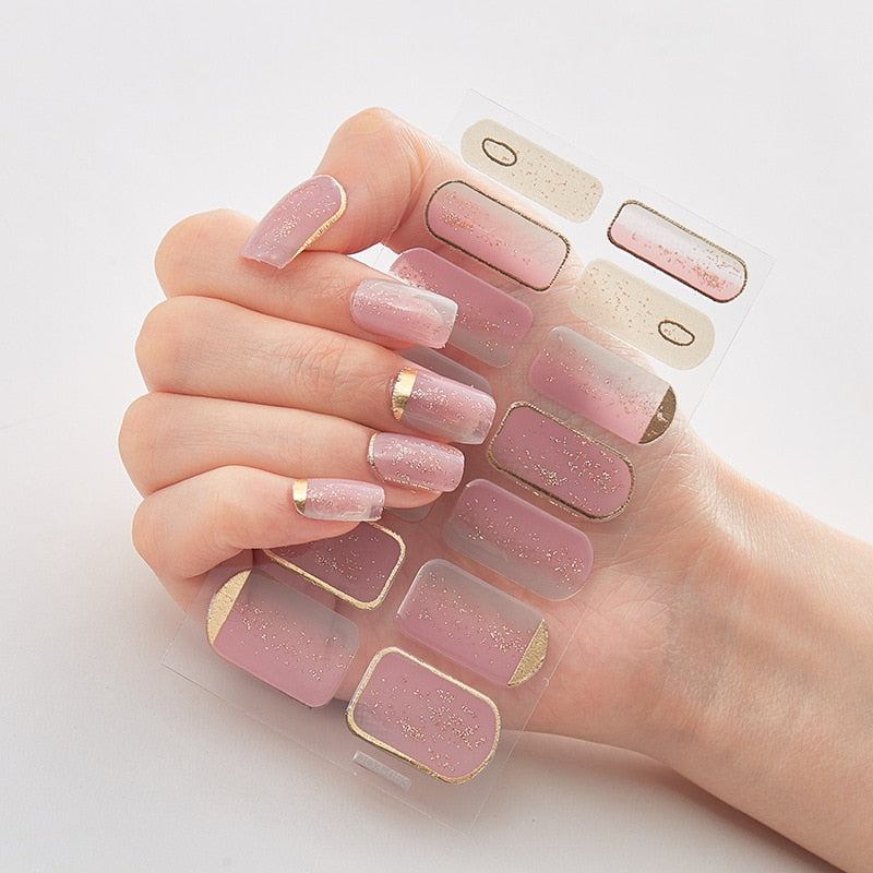 Three Sorts 0f Nail Stickers Glitter Series Minimalist Design Designed Nail Strips Nail Tips Designer Nail Decals Manicure