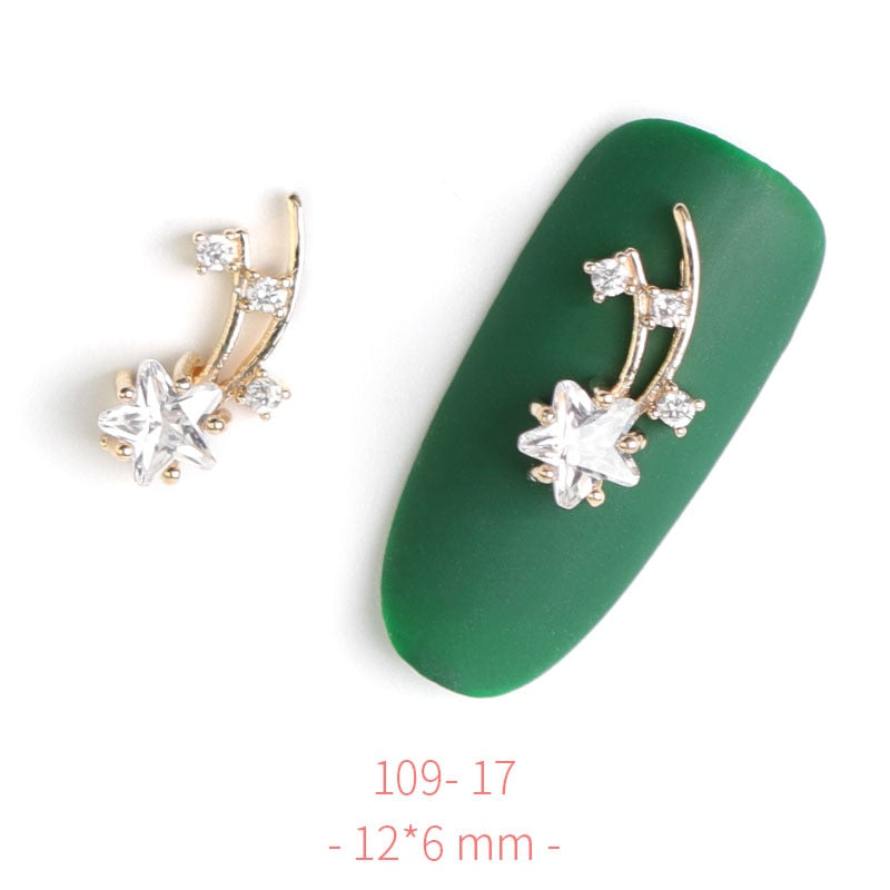 Pieces 3D Metal Nail art Jewelry Japanese Nail Decorations Top Quality Crystal Manicure Zircon Diamond Charms Pendants