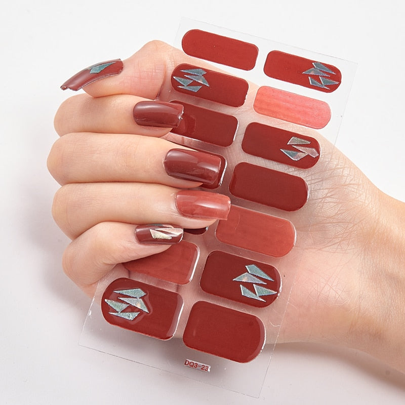 Three Sorts 0f Nail Stickers Glitter Series Minimalist Design Designed Nail Strips Nail Tips Designer Nail Decals Manicure
