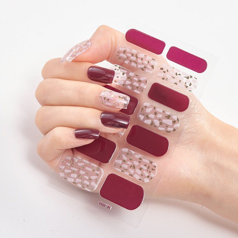 Three Sorts 0f Nail Stickers Glitter Series Minimalist Design Designed Nail Strips Nail Tips Designer Nail Decals Manicure