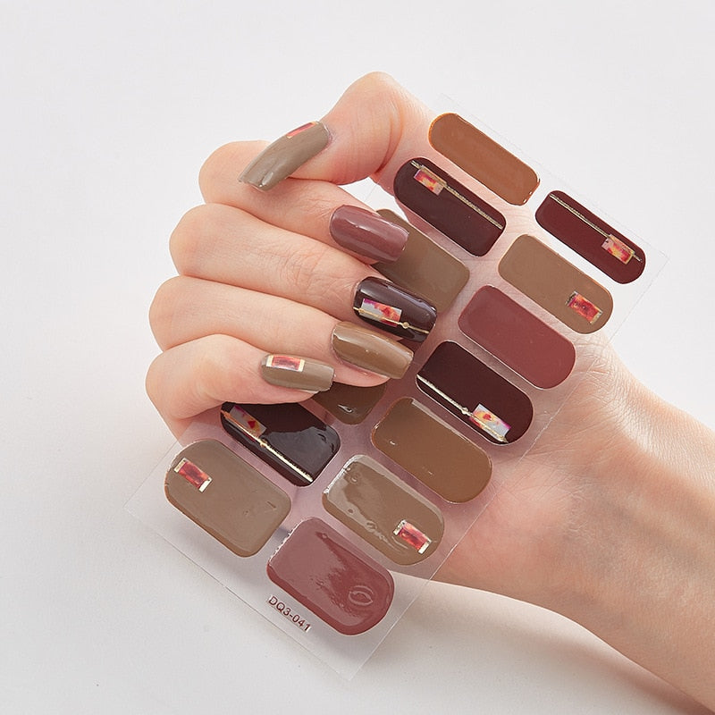 Three Sorts 0f Nail Stickers Glitter Series Minimalist Design Designed Nail Strips Nail Tips Designer Nail Decals Manicure