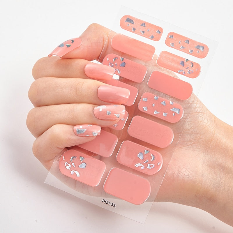 Three Sorts 0f Nail Stickers Glitter Series Minimalist Design Designed Nail Strips Nail Tips Designer Nail Decals Manicure