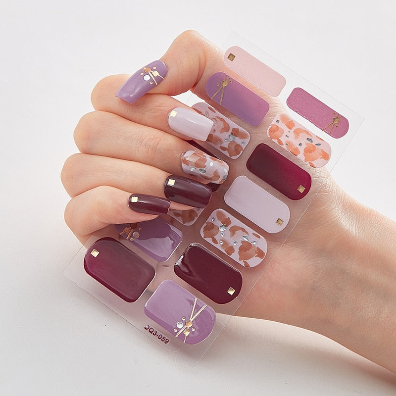 Three Sorts 0f Nail Stickers Glitter Series Minimalist Design Designed Nail Strips Nail Tips Designer Nail Decals Manicure