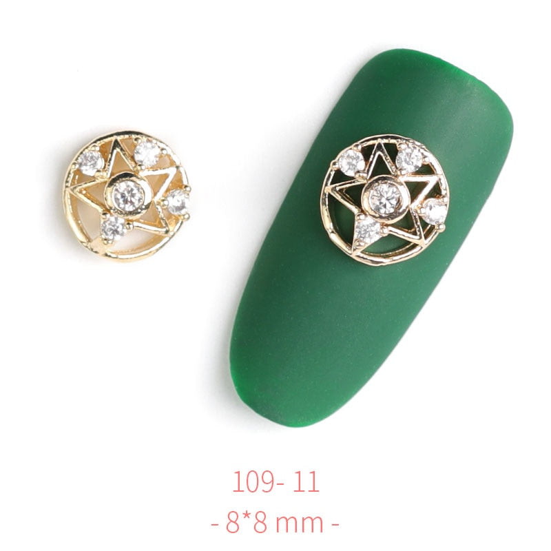 Pieces 3D Metal Nail art Jewelry Japanese Nail Decorations Top Quality Crystal Manicure Zircon Diamond Charms Pendants