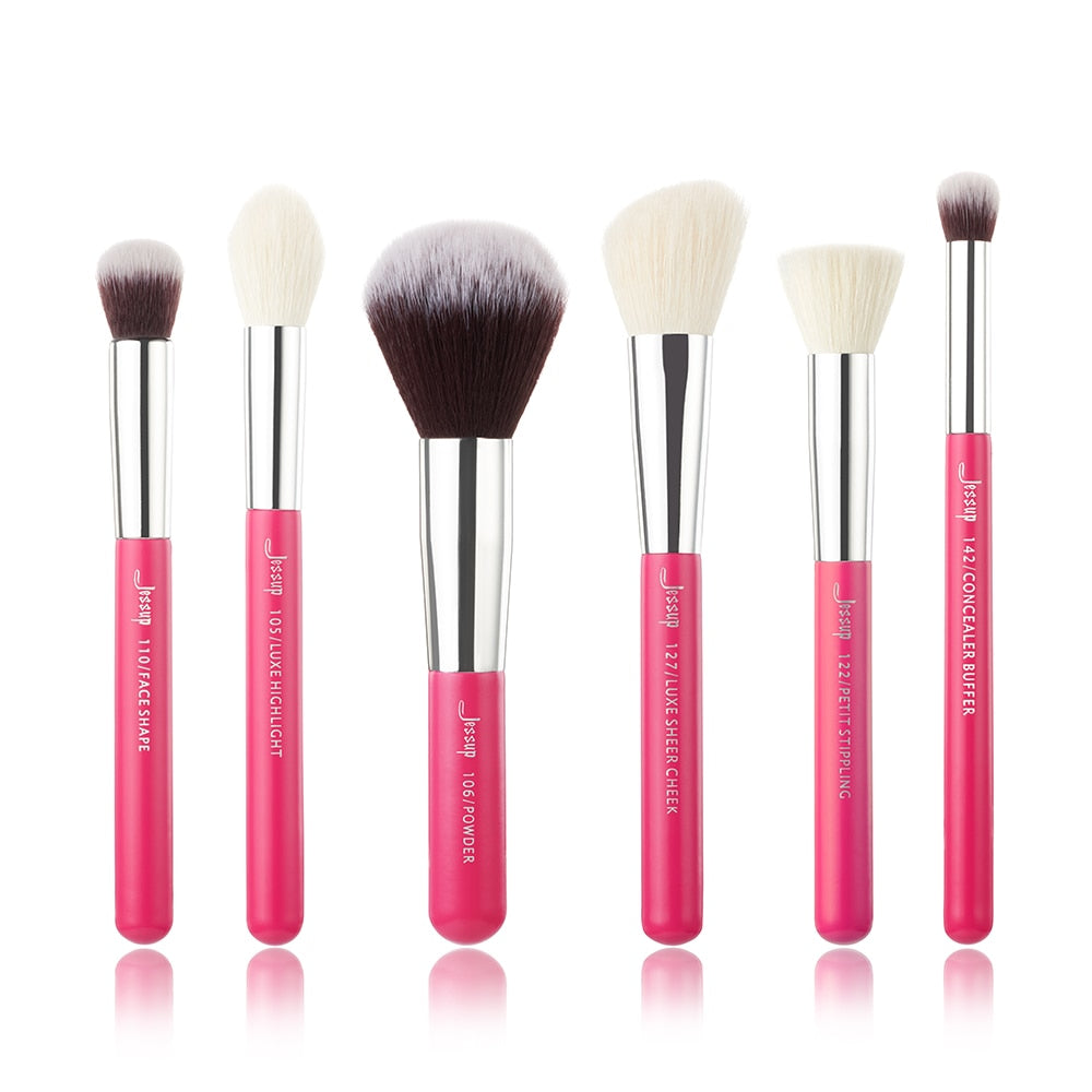Jessup Makeup Brushes Set 6pcs Makeup Brush Natural-Synthetic Powder Contour Blush Highlighter Blend Concealer Makeup Brush Kits