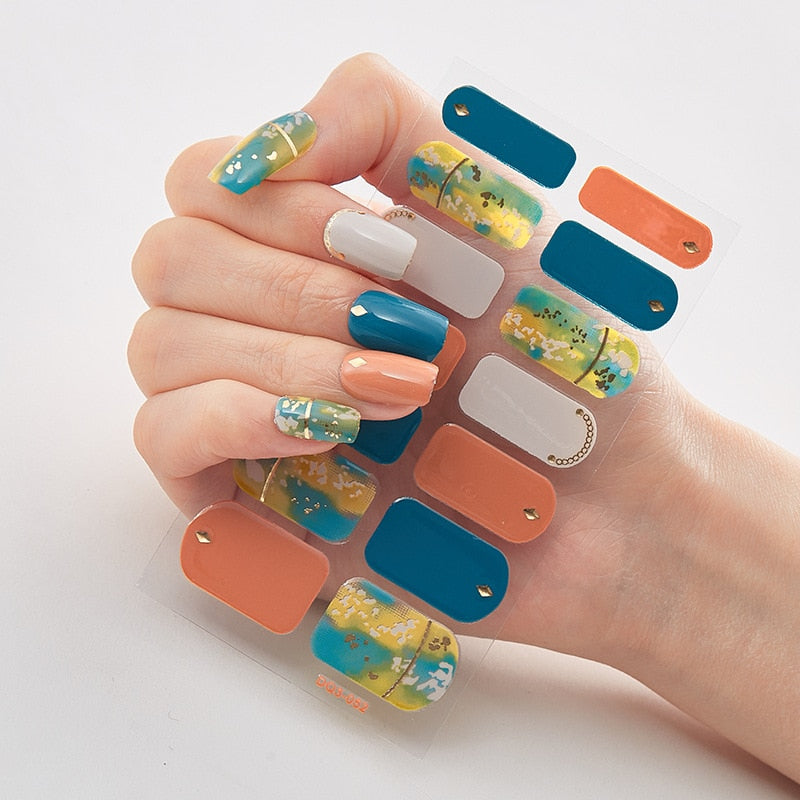 Three Sorts 0f Nail Stickers Glitter Series Minimalist Design Designed Nail Strips Nail Tips Designer Nail Decals Manicure