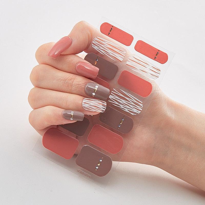 Three Sorts 0f Nail Stickers Glitter Series Minimalist Design Designed Nail Strips Nail Tips Designer Nail Decals Manicure