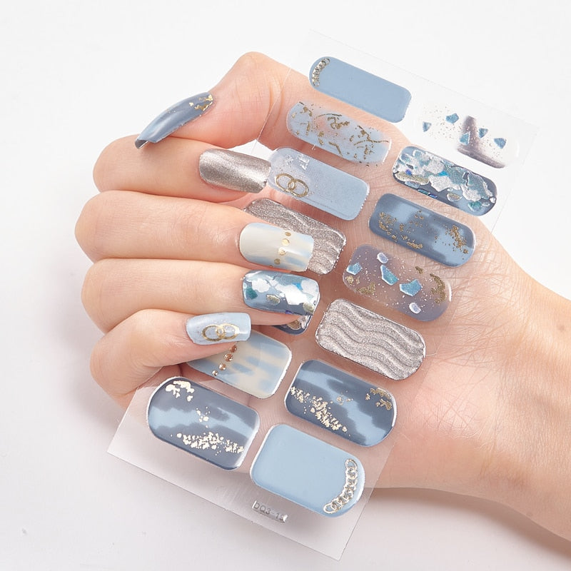 Three Sorts 0f Nail Stickers Glitter Series Minimalist Design Designed Nail Strips Nail Tips Designer Nail Decals Manicure
