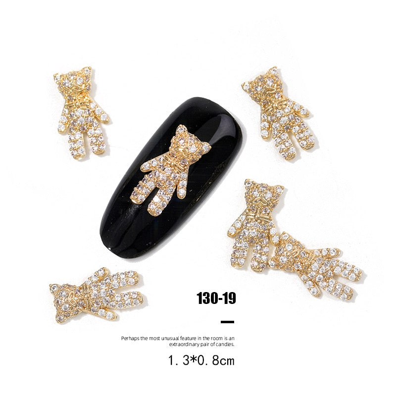 Pieces 3D Metal Nail art Jewelry Japanese Nail Decorations Top Quality Crystal Manicure Zircon Diamond Charms Pendants