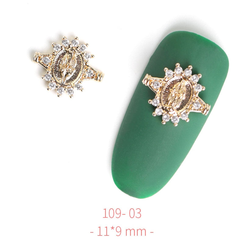 Pieces 3D Metal Nail art Jewelry Japanese Nail Decorations Top Quality Crystal Manicure Zircon Diamond Charms Pendants