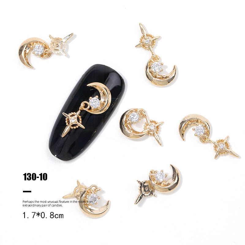 Pieces 3D Metal Nail art Jewelry Japanese Nail Decorations Top Quality Crystal Manicure Zircon Diamond Charms Pendants