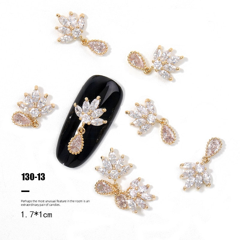 Pieces 3D Metal Nail art Jewelry Japanese Nail Decorations Top Quality Crystal Manicure Zircon Diamond Charms Pendants