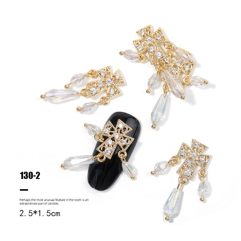 Pieces 3D Metal Nail art Jewelry Japanese Nail Decorations Top Quality Crystal Manicure Zircon Diamond Charms Pendants