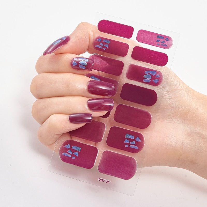Three Sorts 0f Nail Stickers Glitter Series Minimalist Design Designed Nail Strips Nail Tips Designer Nail Decals Manicure