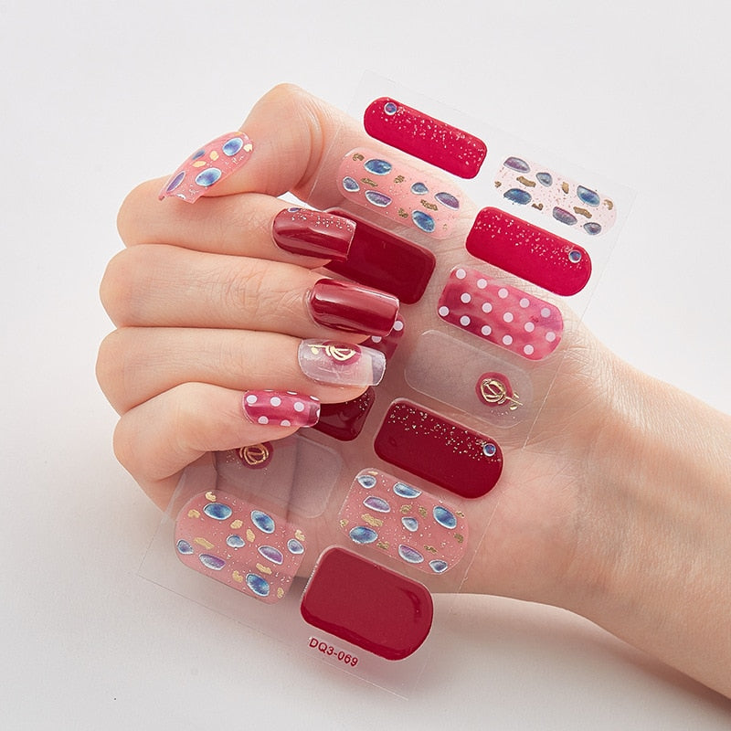 Three Sorts 0f Nail Stickers Glitter Series Minimalist Design Designed Nail Strips Nail Tips Designer Nail Decals Manicure