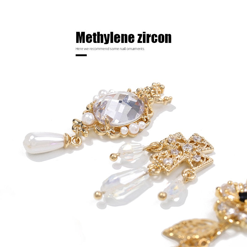 Pieces 3D Metal Nail art Jewelry Japanese Nail Decorations Top Quality Crystal Manicure Zircon Diamond Charms Pendants