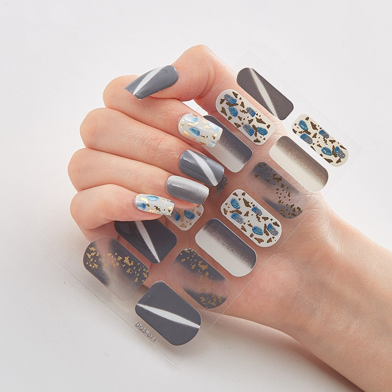 Three Sorts 0f Nail Stickers Glitter Series Minimalist Design Designed Nail Strips Nail Tips Designer Nail Decals Manicure