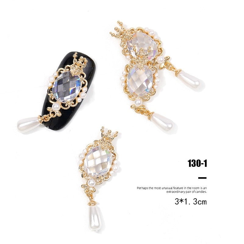 Pieces 3D Metal Nail art Jewelry Japanese Nail Decorations Top Quality Crystal Manicure Zircon Diamond Charms Pendants