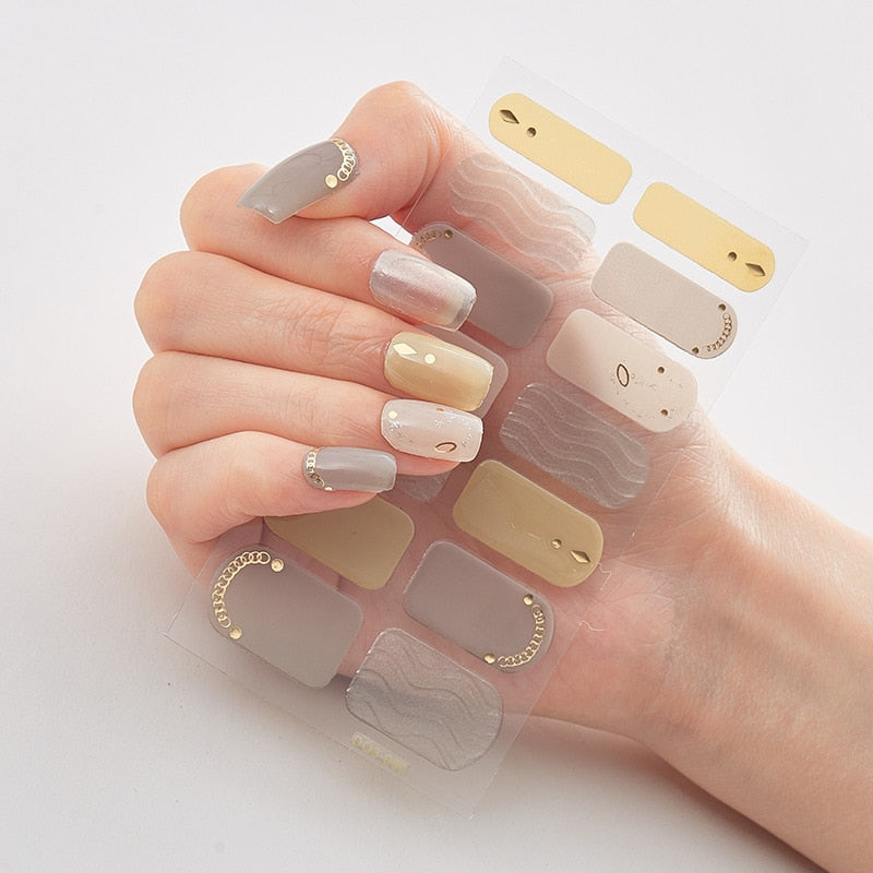Three Sorts 0f Nail Stickers Glitter Series Minimalist Design Designed Nail Strips Nail Tips Designer Nail Decals Manicure
