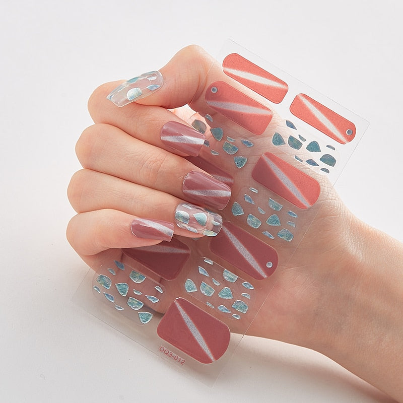 Three Sorts 0f Nail Stickers Glitter Series Minimalist Design Designed Nail Strips Nail Tips Designer Nail Decals Manicure