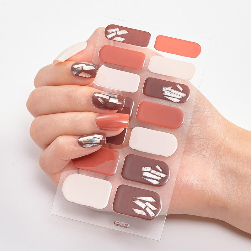 Three Sorts 0f Nail Stickers Glitter Series Minimalist Design Designed Nail Strips Nail Tips Designer Nail Decals Manicure