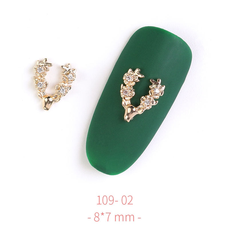 Pieces 3D Metal Nail art Jewelry Japanese Nail Decorations Top Quality Crystal Manicure Zircon Diamond Charms Pendants