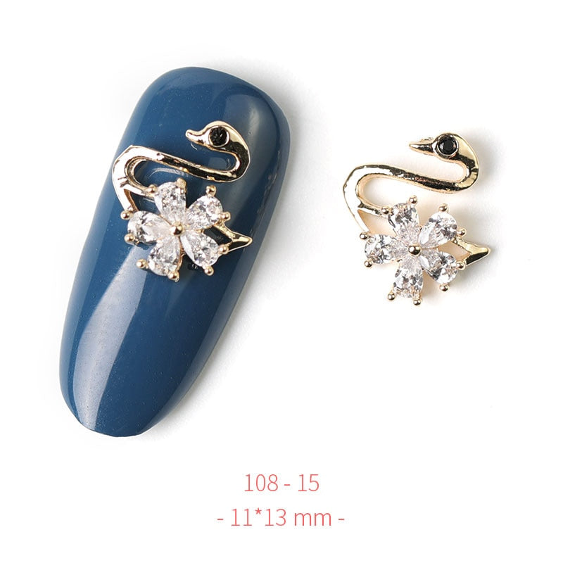 Pieces 3D Metal Nail art Jewelry Japanese Nail Decorations Top Quality Crystal Manicure Zircon Diamond Charms Pendants