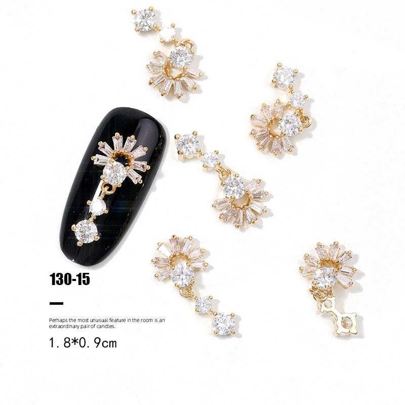 Pieces 3D Metal Nail art Jewelry Japanese Nail Decorations Top Quality Crystal Manicure Zircon Diamond Charms Pendants