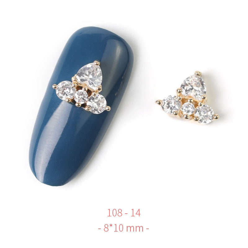 Pieces 3D Metal Nail art Jewelry Japanese Nail Decorations Top Quality Crystal Manicure Zircon Diamond Charms Pendants