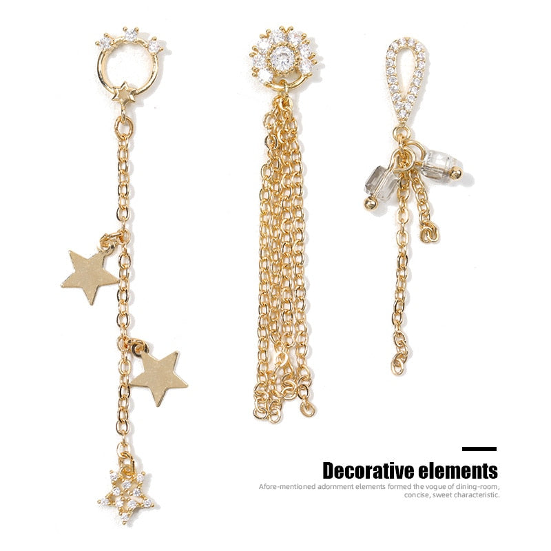 Pieces 3D Metal Nail art Jewelry Japanese Nail Decorations Top Quality Crystal Manicure Zircon Diamond Charms Pendants
