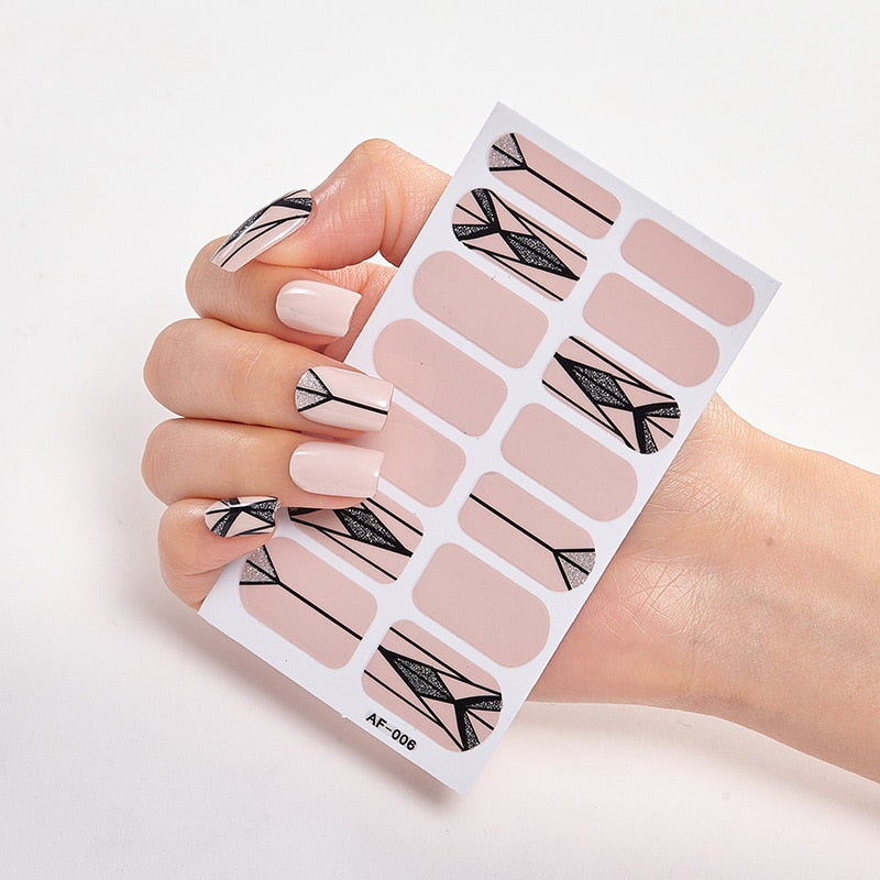 Four Sorts of Nail Stickers Fashion Nail Wraps Self Adhesive Manicure Decoracion Nail Strips Nail Sticker Set Nail Art