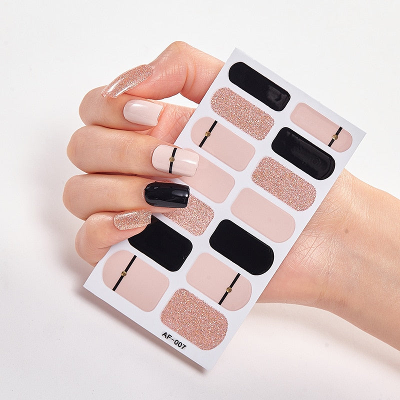 Four Sorts of Nail Stickers Fashion Nail Wraps Self Adhesive Manicure Decoracion Nail Strips Nail Sticker Set Nail Art