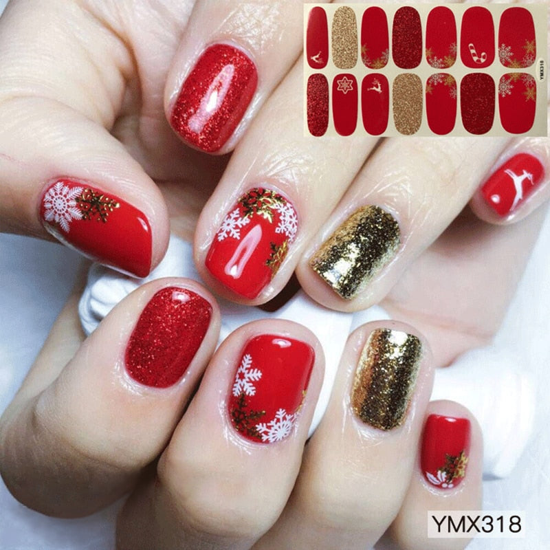 Four Sorts of Nail Stickers Fashion Nail Wraps Self Adhesive Manicure Decoracion Nail Strips Nail Sticker Set Nail Art