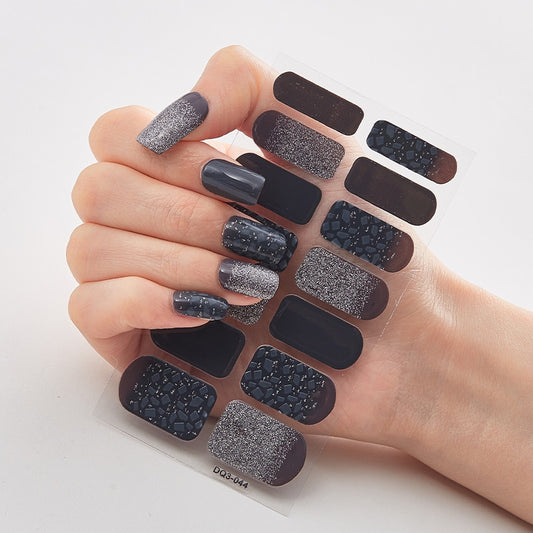 Three Sorts 0f Nail Stickers Glitter Series Minimalist Design Designed Nail Strips Nail Tips Designer Nail Decals Manicure